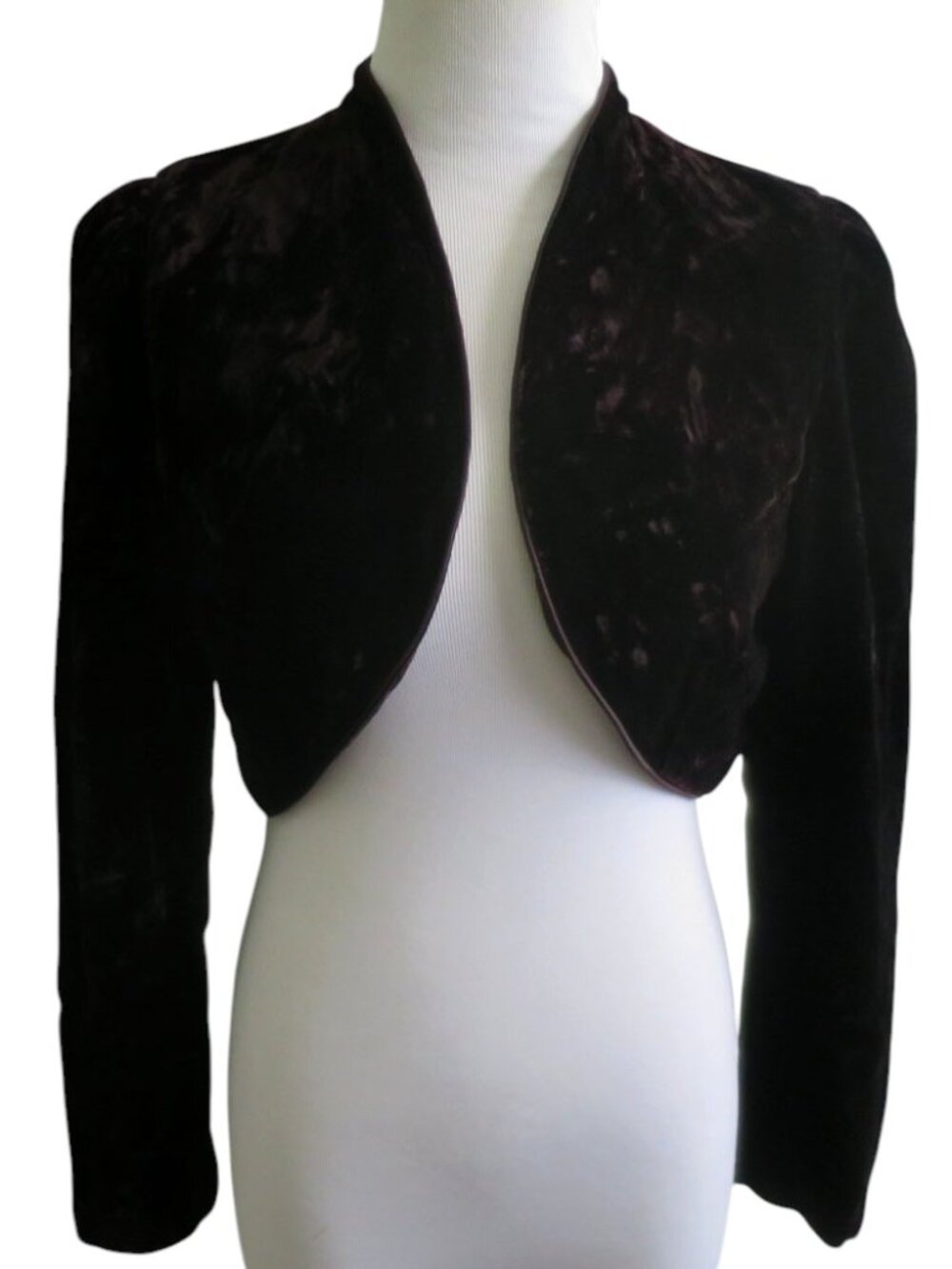 Vintage Whimsigoth Velvet Bolero Crop Jacket Size S - Picture 2 of 7